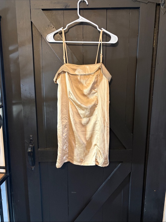 Ardene Dresses & Skirts - Ardene Champagne Satin Cowl Neck Mini Dress